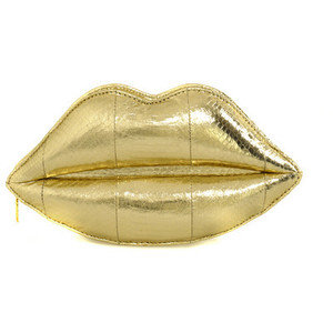 lulu guinness gold lips clutch